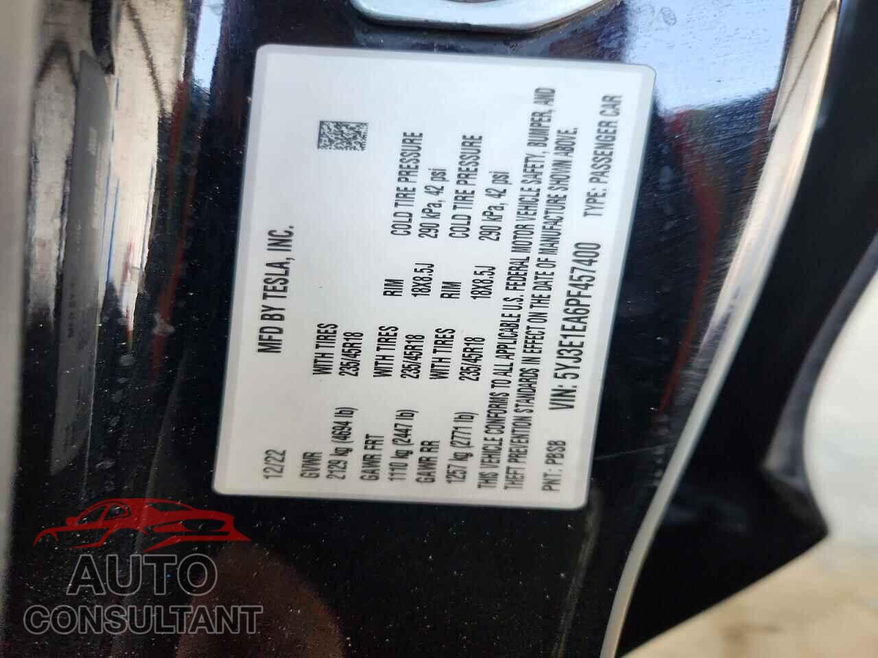 TESLA MODEL 3 2023 - 5YJ3E1EA6PF457400
