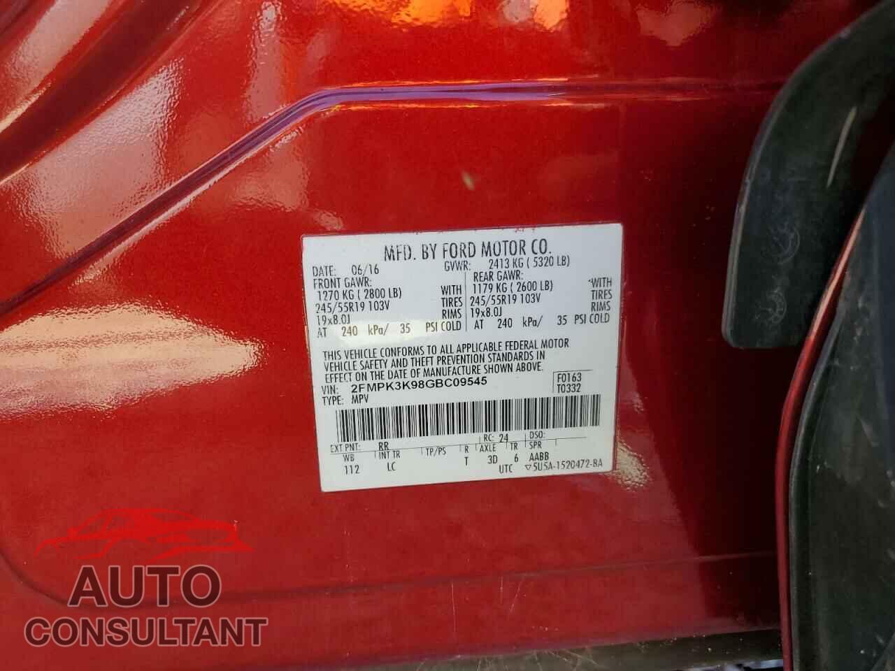 FORD EDGE 2016 - 2FMPK3K98GBC09545