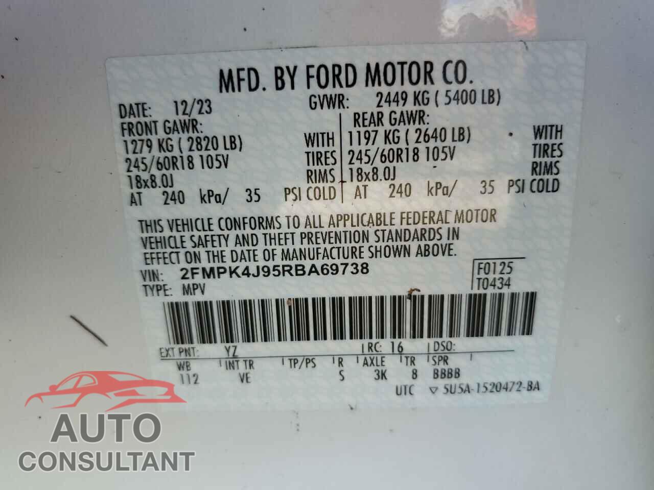 FORD EDGE 2024 - 2FMPK4J95RBA69738