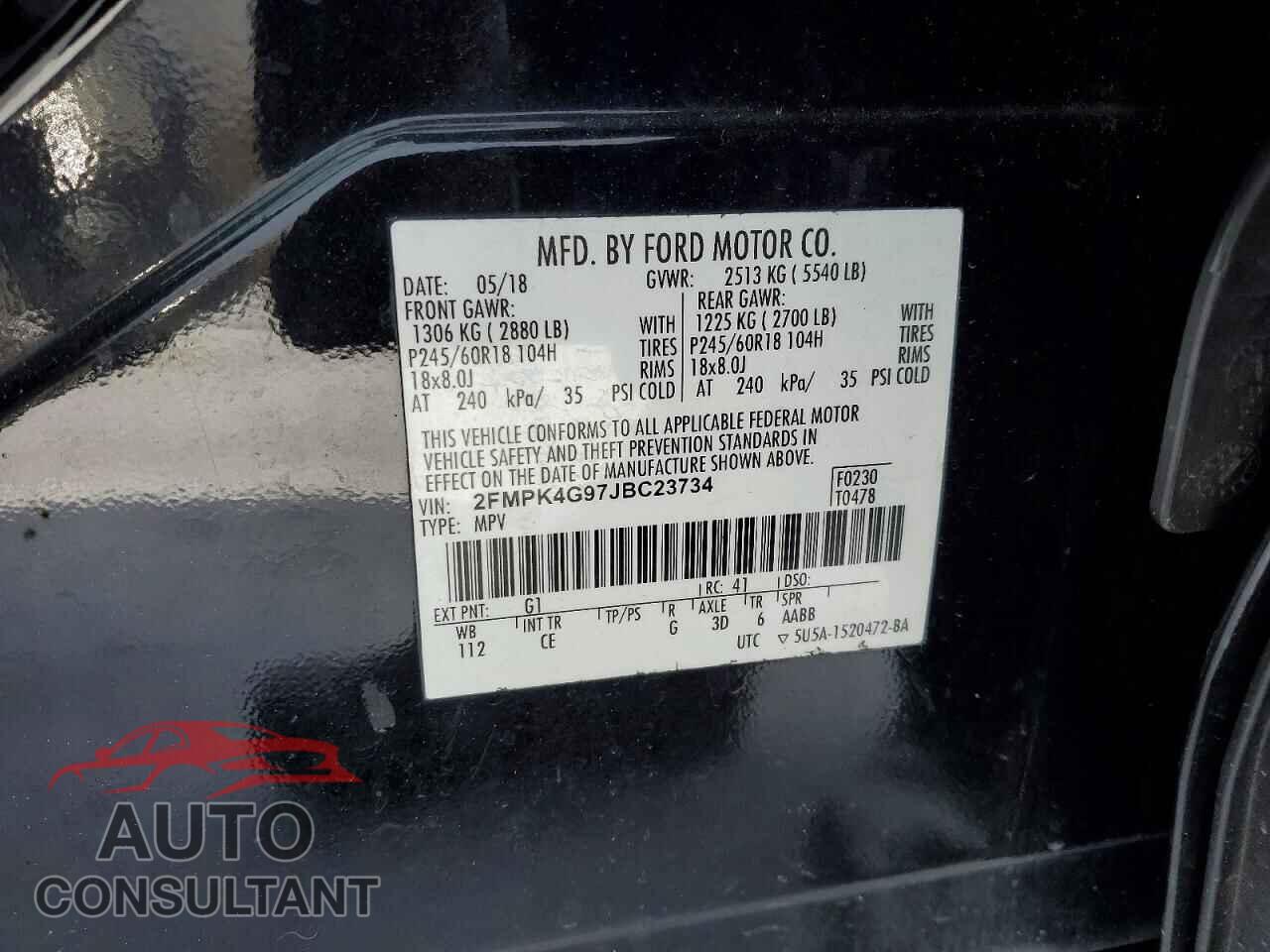FORD EDGE 2018 - 2FMPK4G97JBC23734