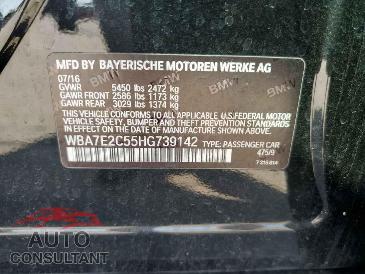 BMW 7 SERIES 2017 - WBA7E2C55HG739142