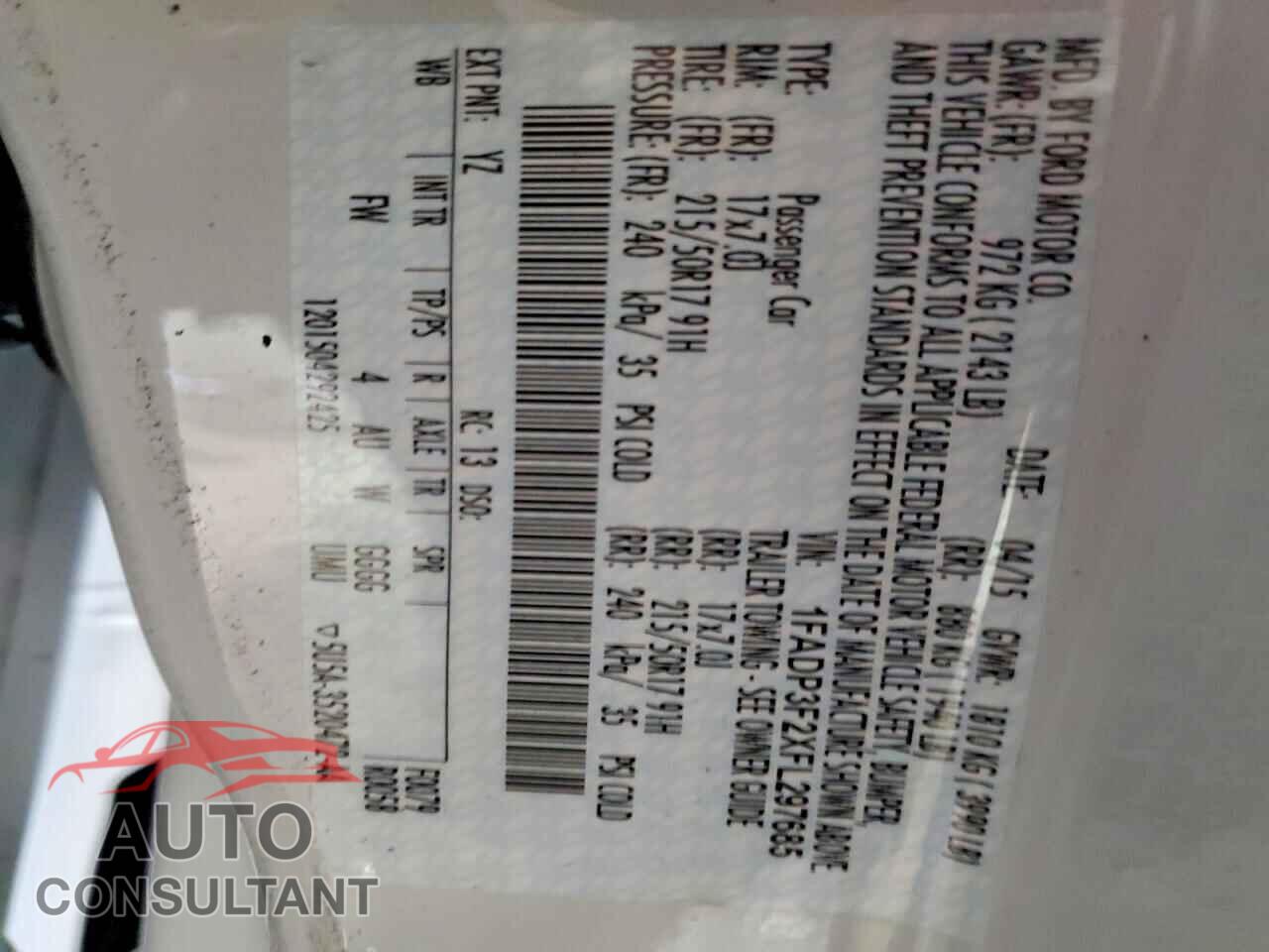 FORD FOCUS 2015 - 1FADP3F2XFL297685