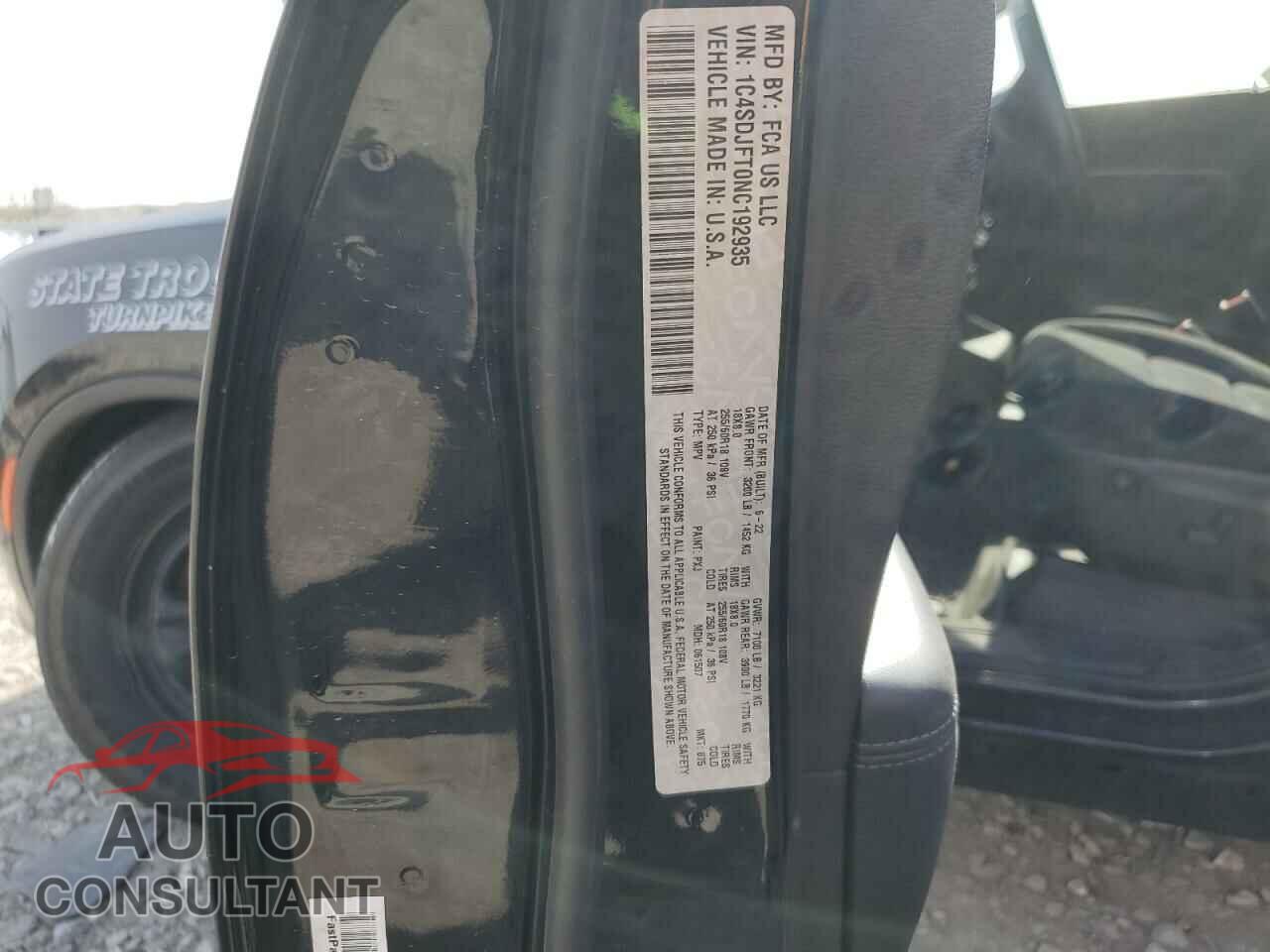 DODGE DURANGO 2022 - 1C4SDJFT0NC192935