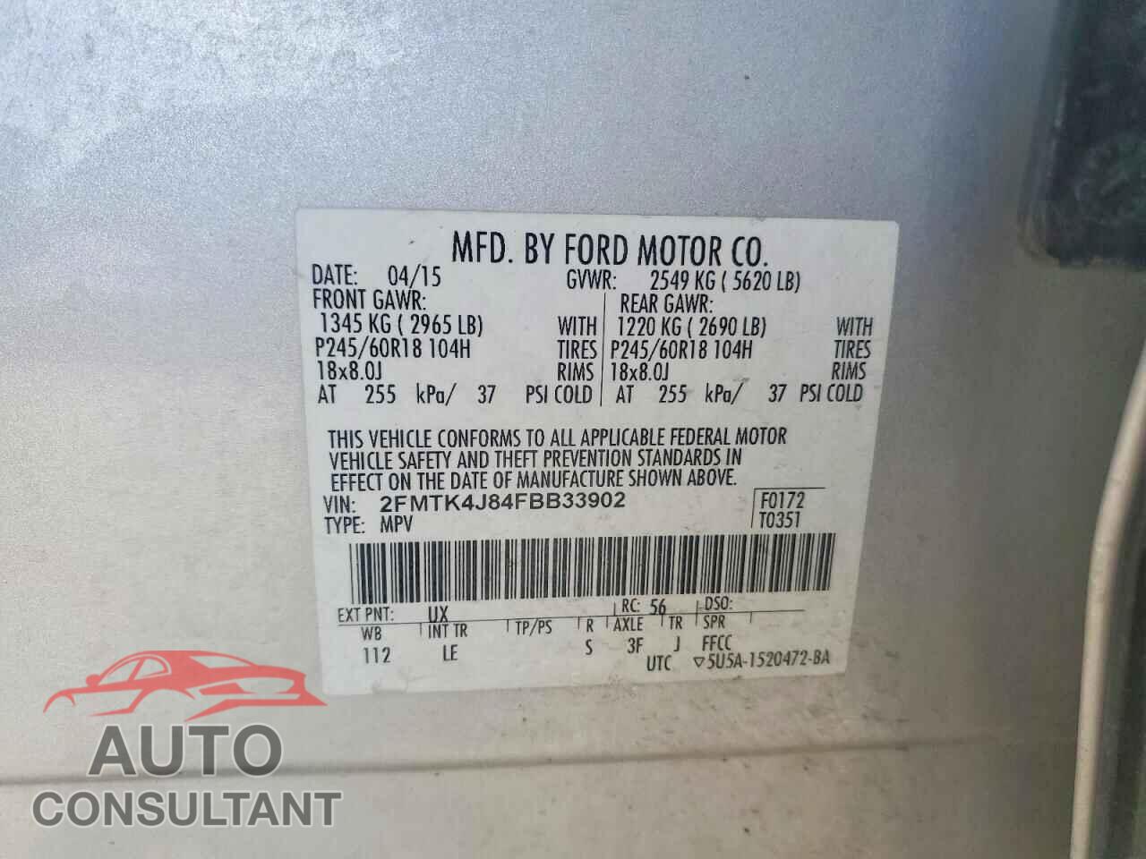 FORD EDGE 2015 - 2FMTK4J84FBB33902
