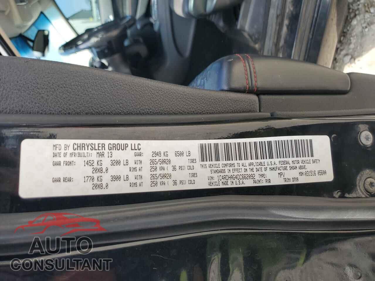 DODGE DURANGO 2013 - 1C4RDHAG4DC662092