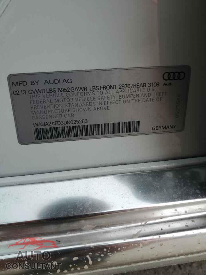 AUDI A8 2013 - WAUA2AFD3DN025253
