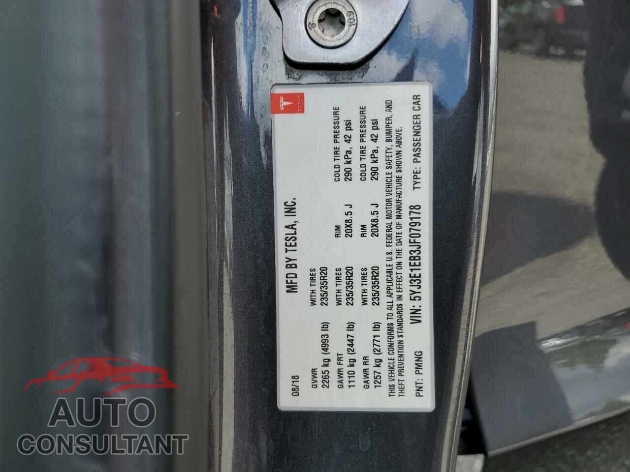 TESLA MODEL 3 2018 - 5YJ3E1EB3JF079178