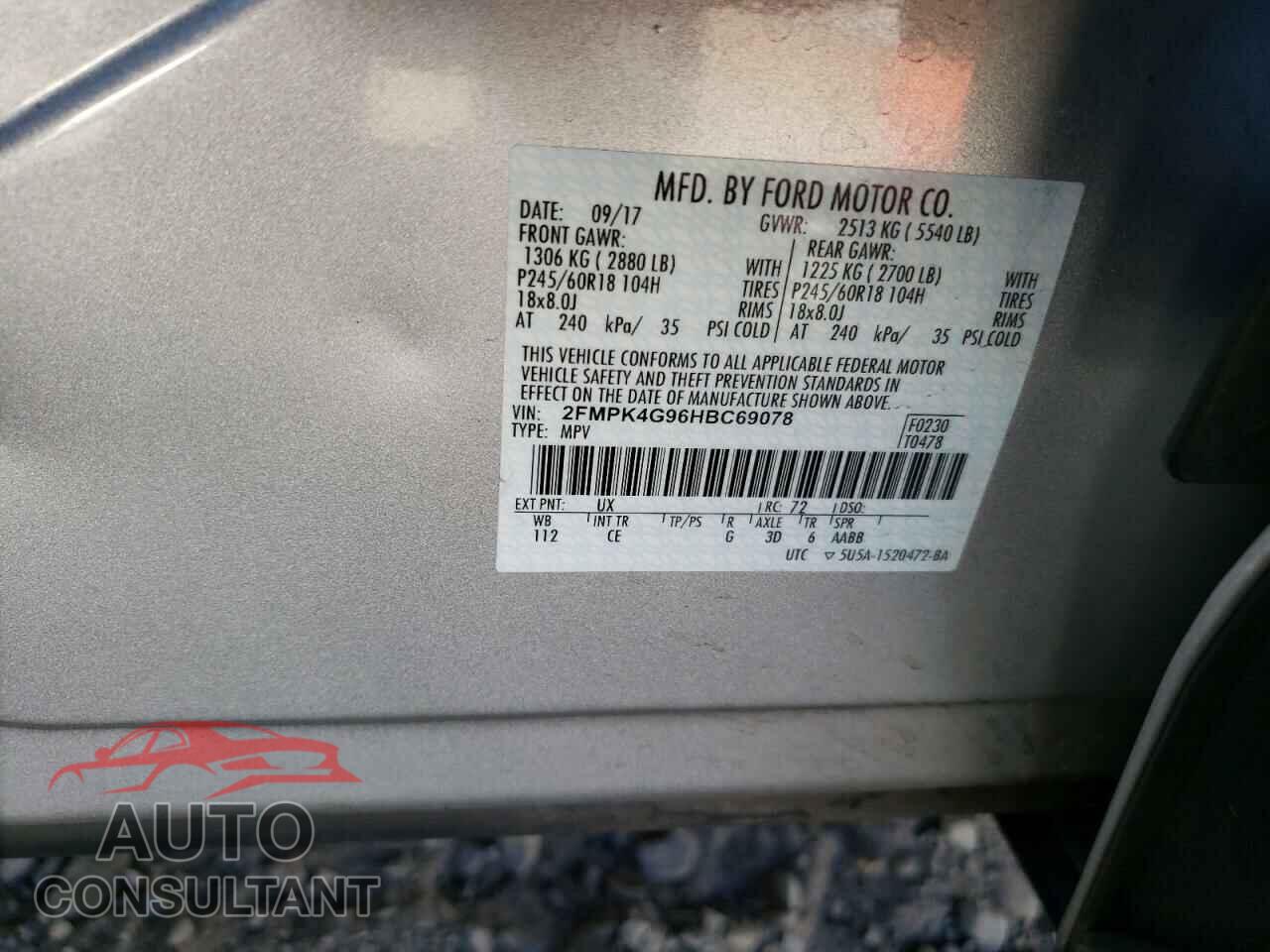 FORD EDGE 2017 - 2FMPK4G96HBC69078