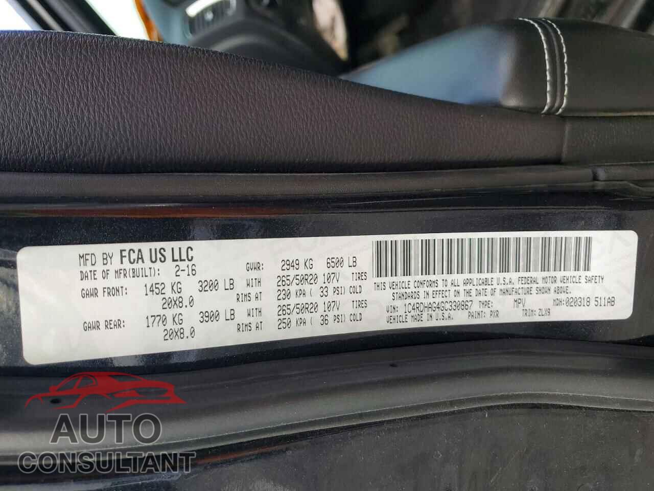 DODGE DURANGO 2016 - 1C4RDHAG4GC330867