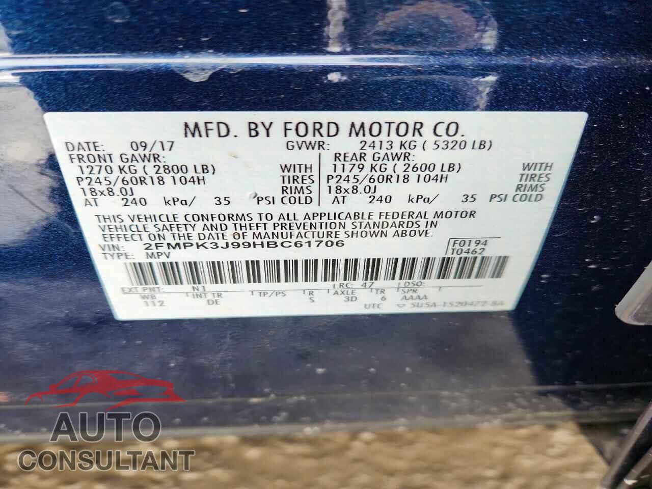 FORD EDGE 2017 - 2FMPK3J99HBC61706