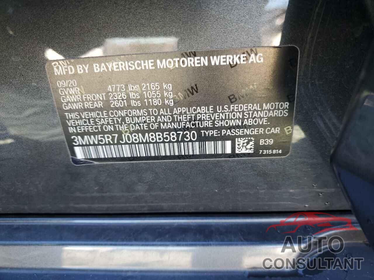 BMW 3 SERIES 2021 - 3MW5R7J08M8B58730