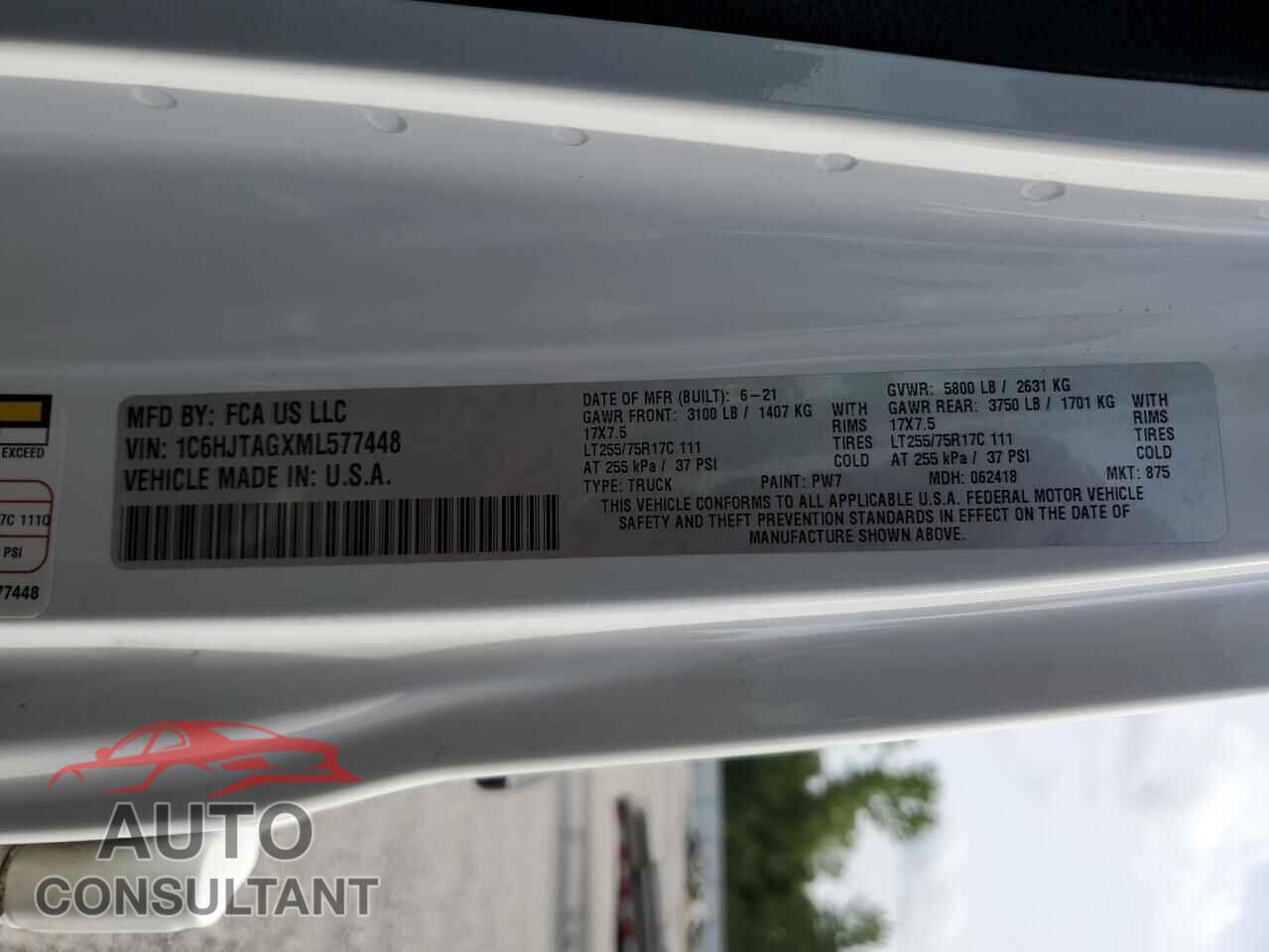 JEEP GLADIATOR 2021 - 1C6HJTAGXML577448