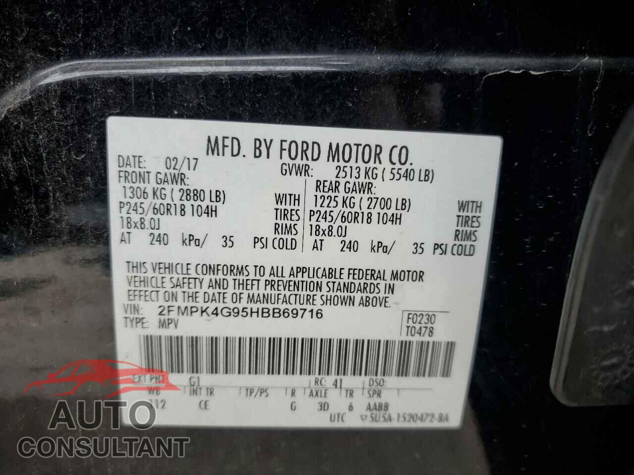 FORD EDGE 2017 - 2FMPK4G95HBB69716