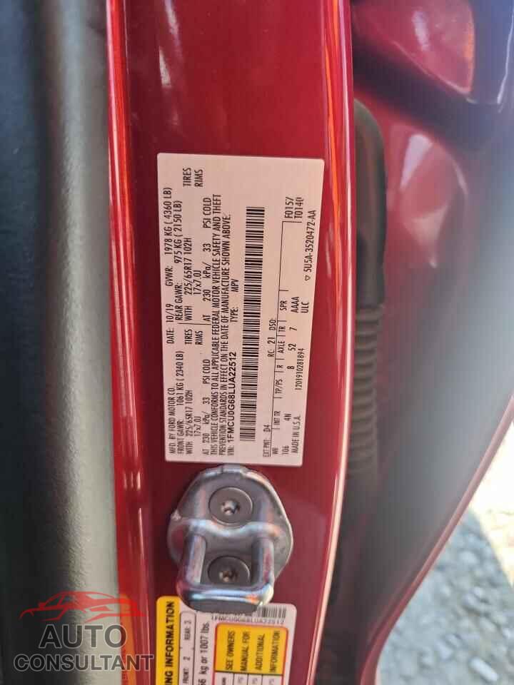 FORD ESCAPE 2020 - 1FMCU0G68LUA22512
