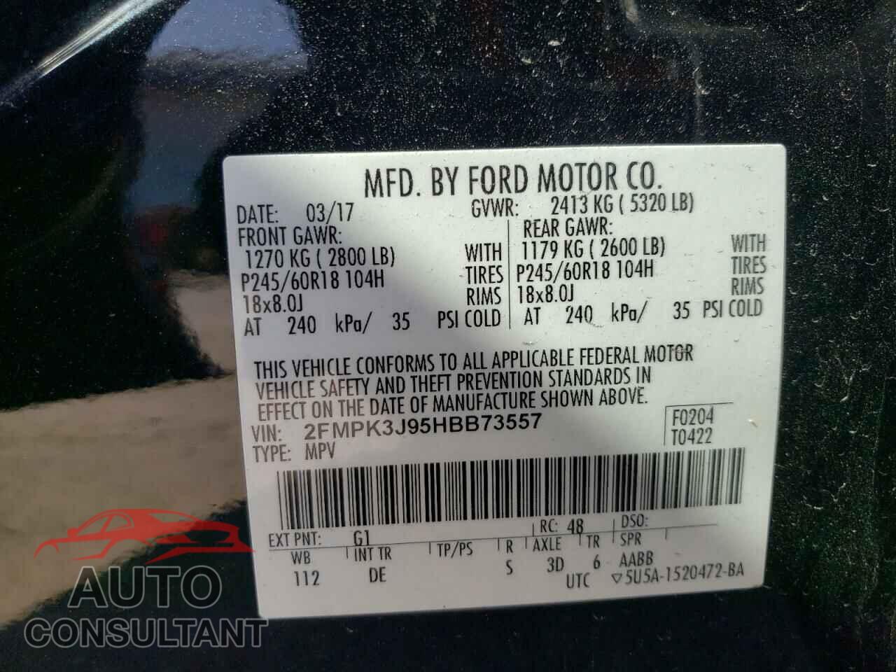 FORD EDGE 2017 - 2FMPK3J95HBB73557
