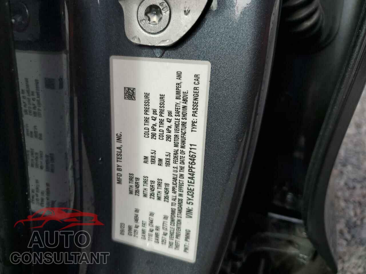 TESLA MODEL 3 2023 - 5YJ3E1EA4PF646711
