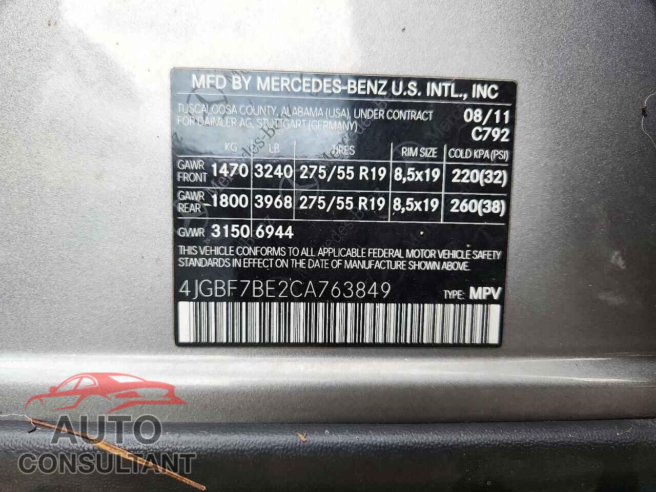 MERCEDES-BENZ GL-CLASS 2012 - 4JGBF7BE2CA763849