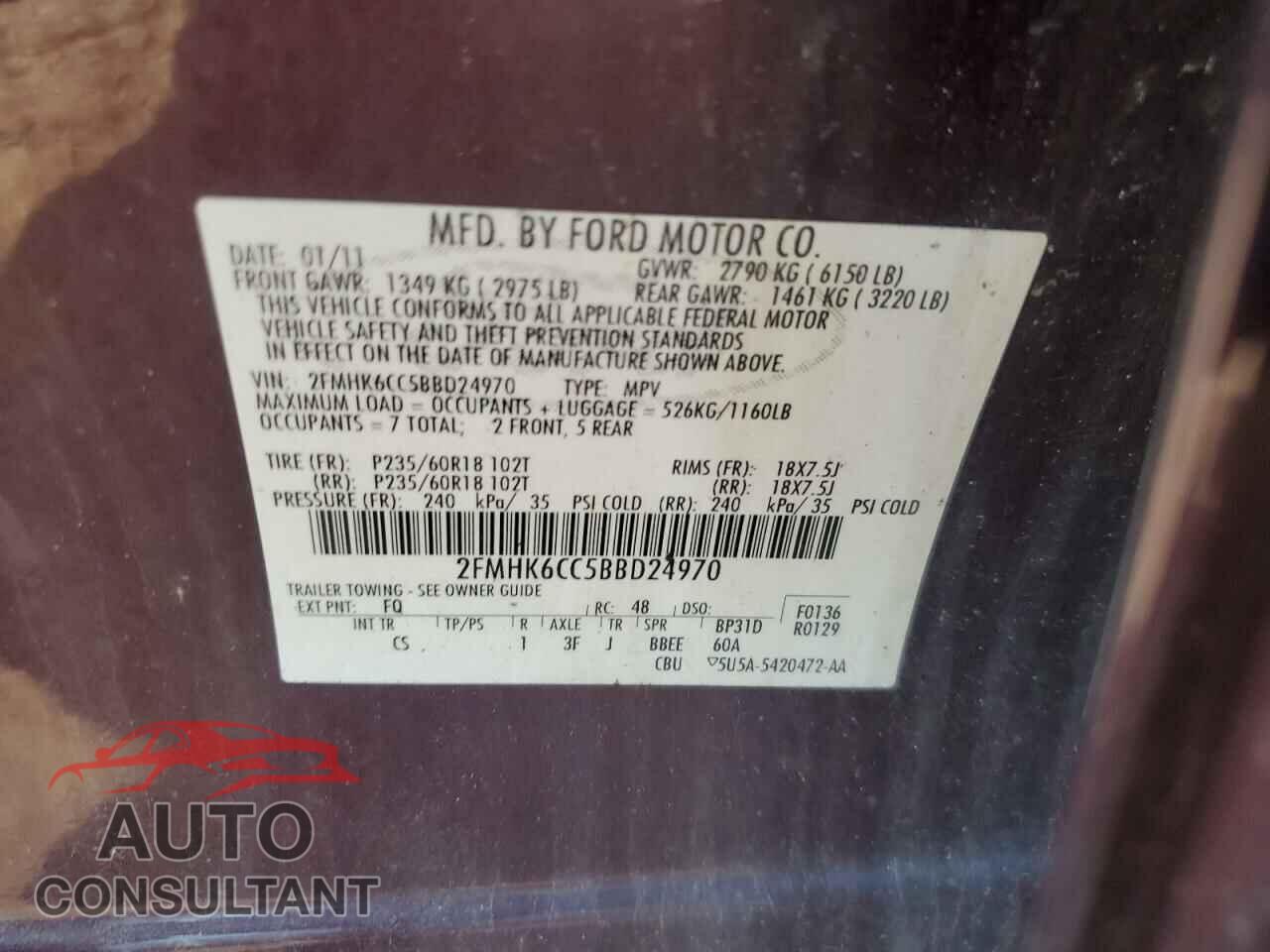 FORD FLEX 2011 - 2FMHK6CC5BBD24970