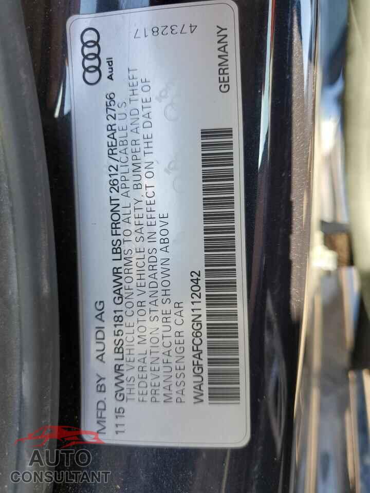 AUDI A6 2016 - WAUGFAFC6GN112042
