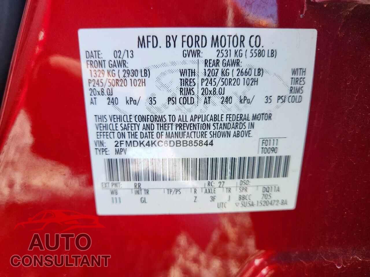 FORD EDGE 2013 - 2FMDK4KC6DBB85844