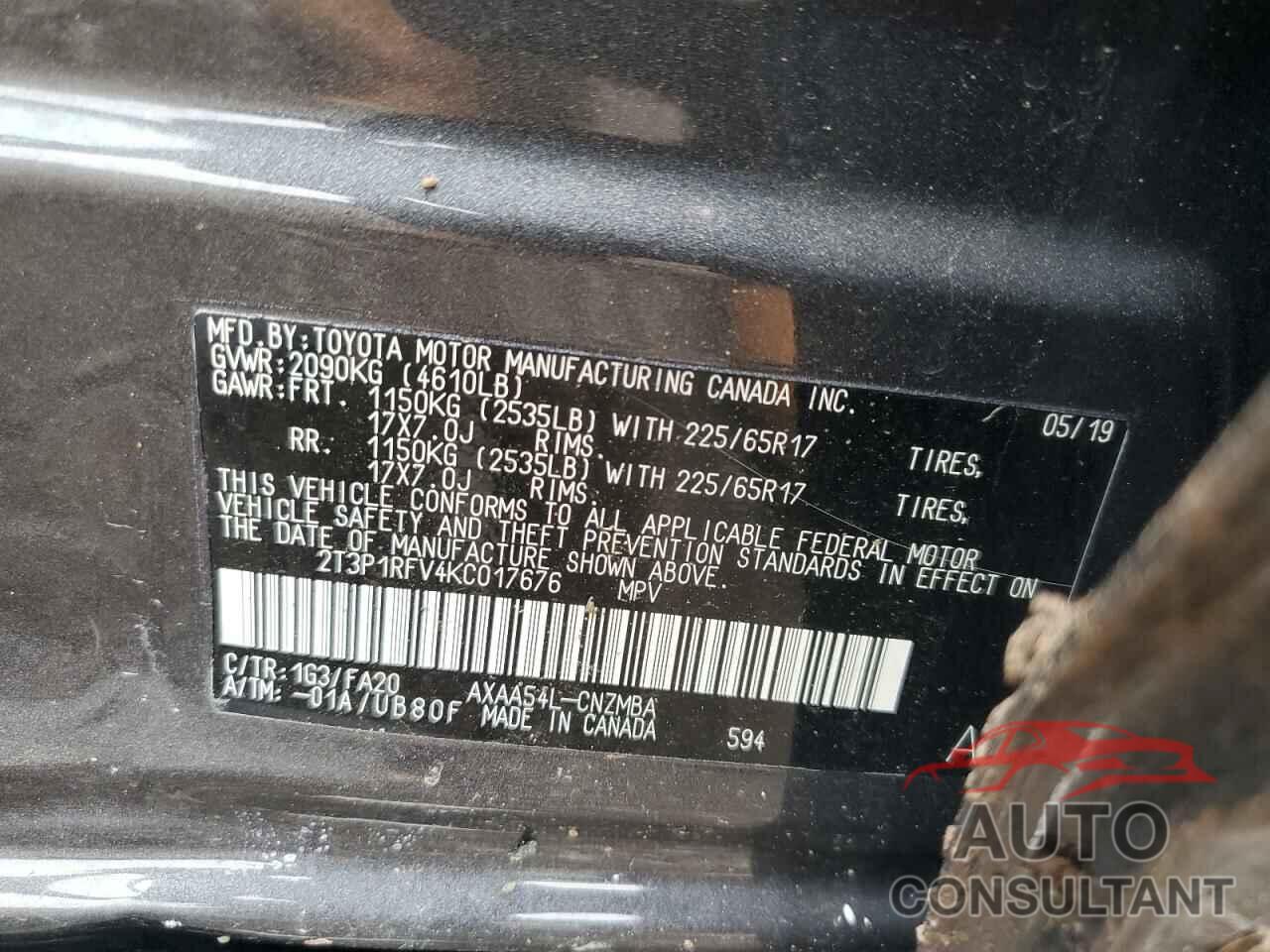 TOYOTA RAV4 2019 - 2T3P1RFV4KC017676