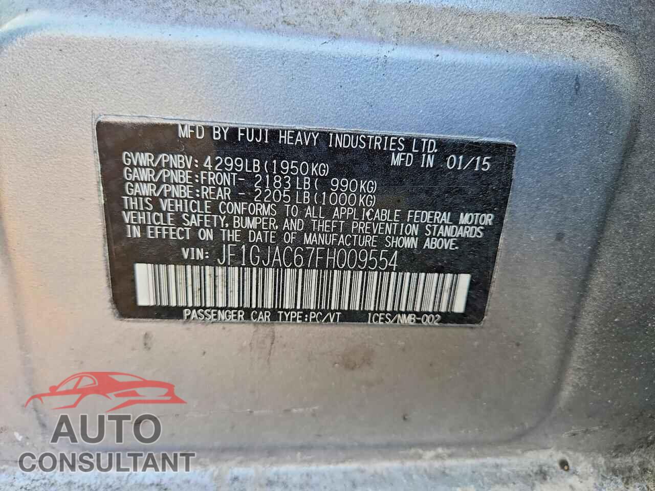 SUBARU IMPREZA 2015 - JF1GJAC67FH009554