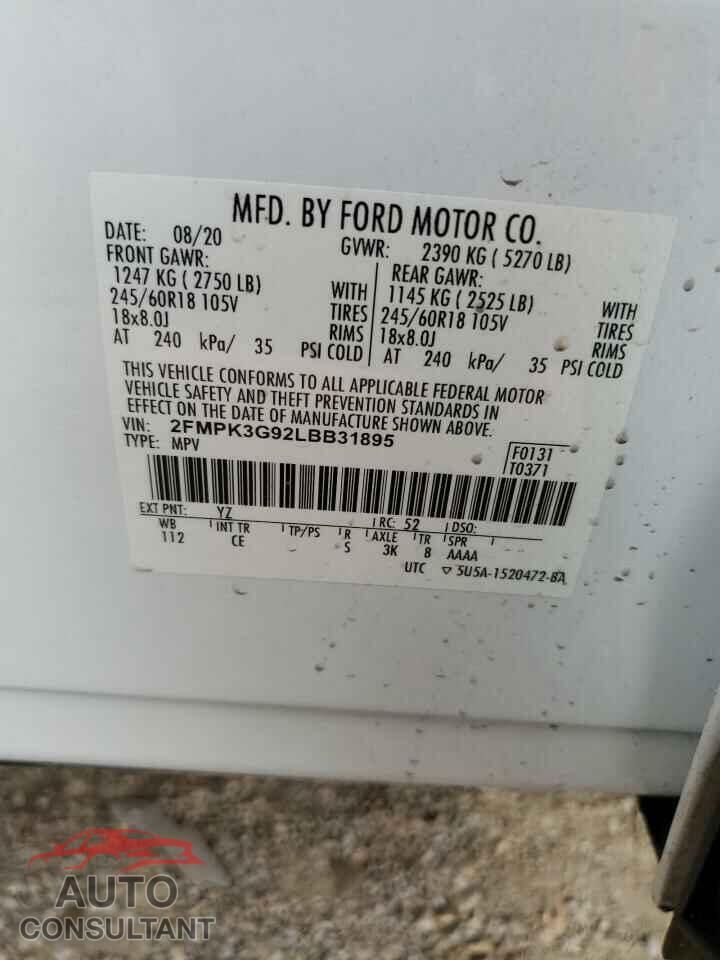 FORD EDGE 2020 - 2FMPK3G92LBB31895
