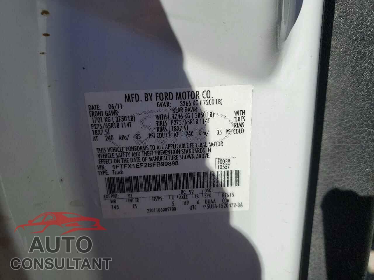 FORD F-150 2011 - 1FTFX1EF2BFB99898