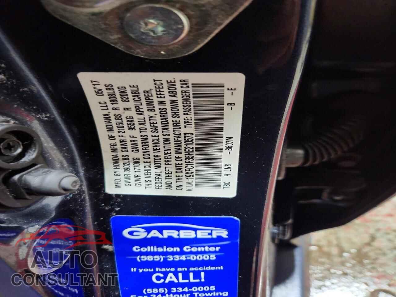 HONDA CIVIC 2017 - 19XFC1F35HE210573