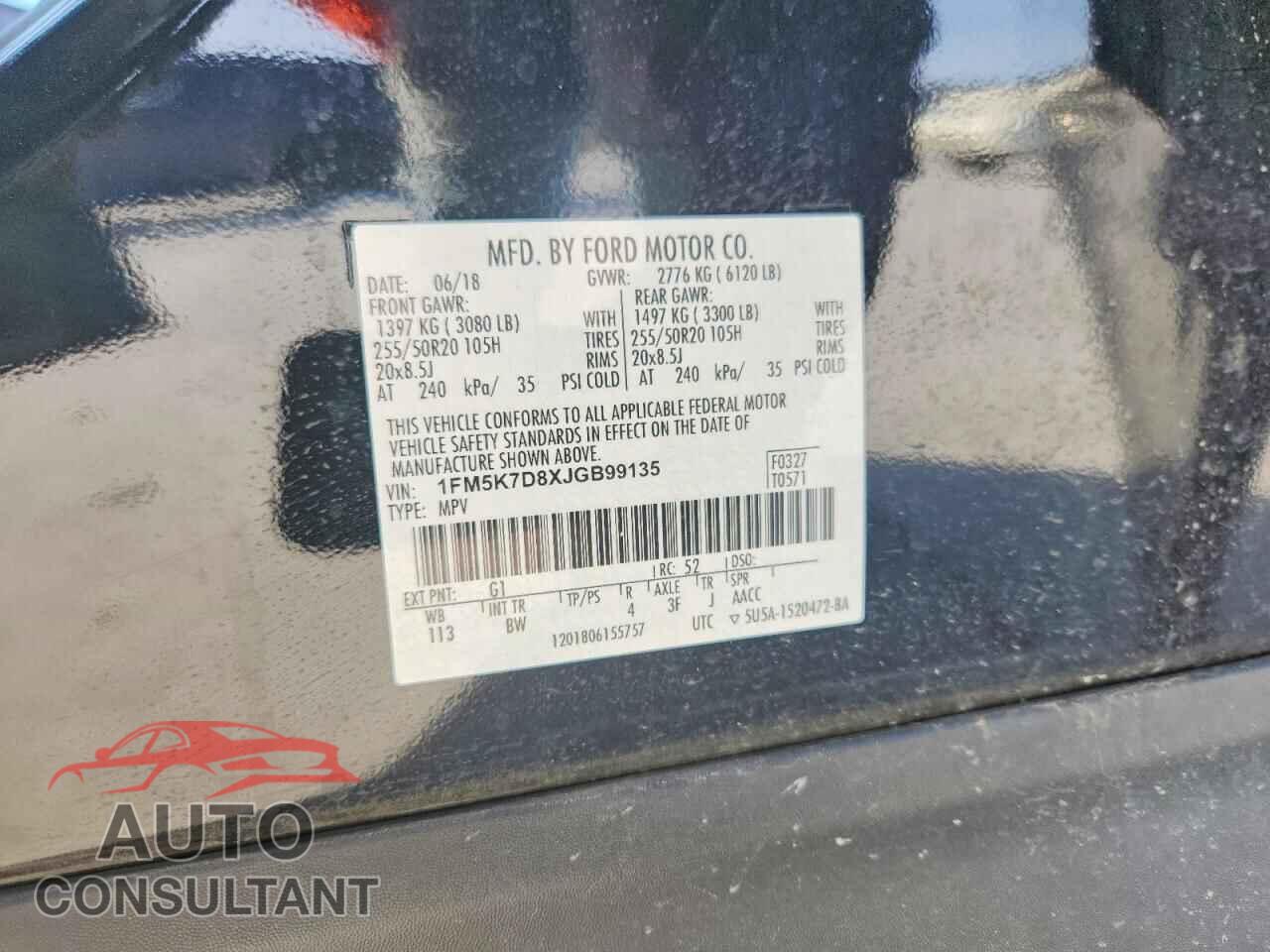 FORD EXPLORER 2018 - 1FM5K7D8XJGB99135