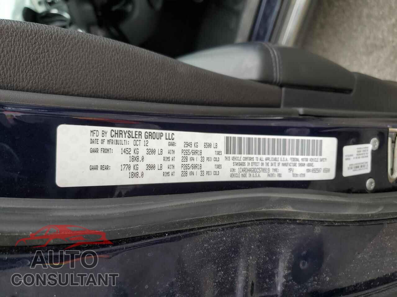 DODGE DURANGO 2013 - 1C4RDHAG8DC570919