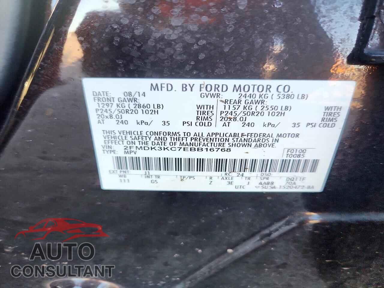 FORD EDGE 2014 - 2FMDK3KC7EBB16768