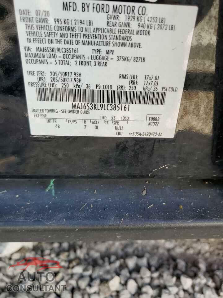 FORD ECOSPORT 2020 - MAJ6S3KL9LC385161