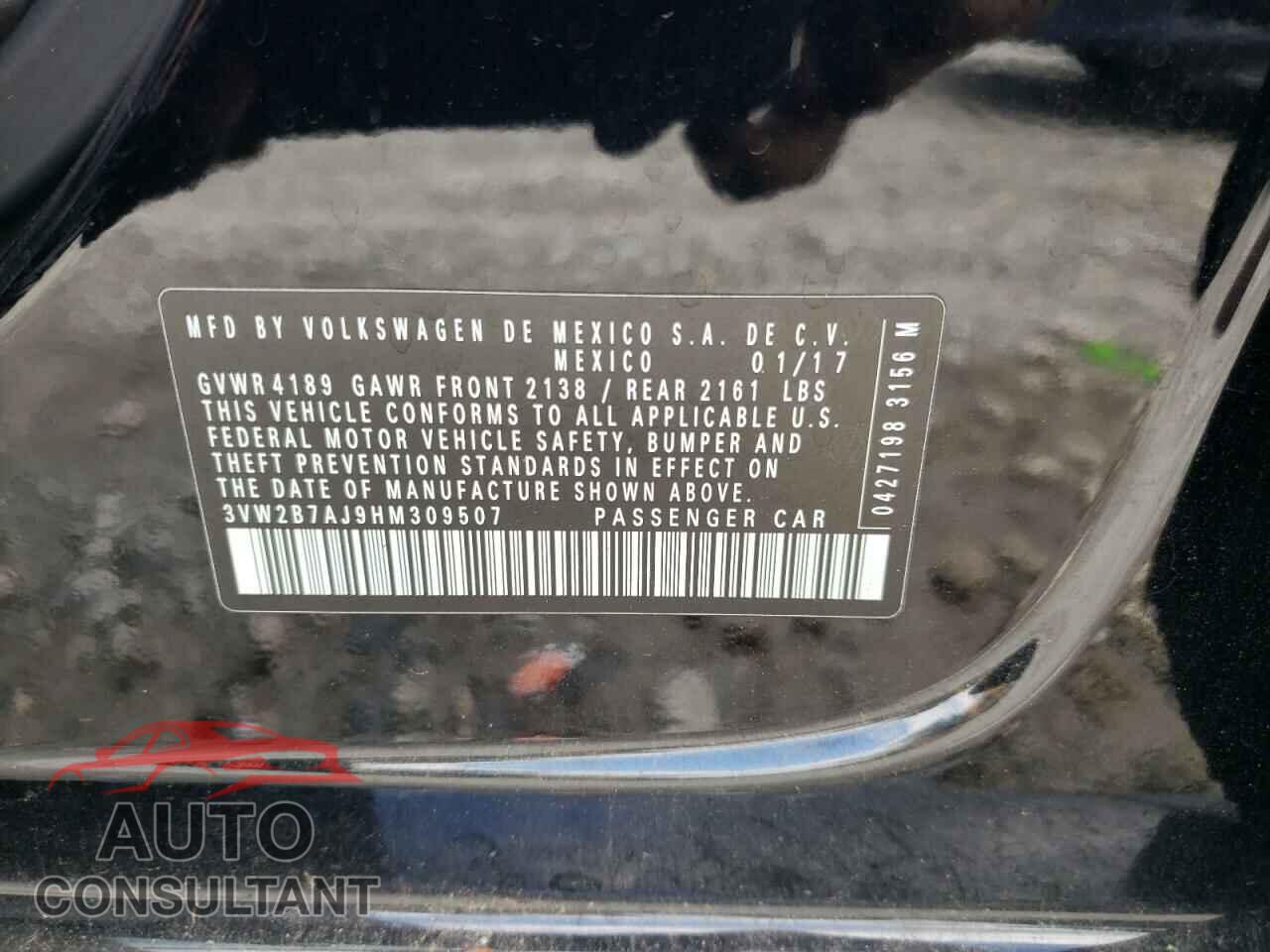 VOLKSWAGEN JETTA 2017 - 3VW2B7AJ9HM309507