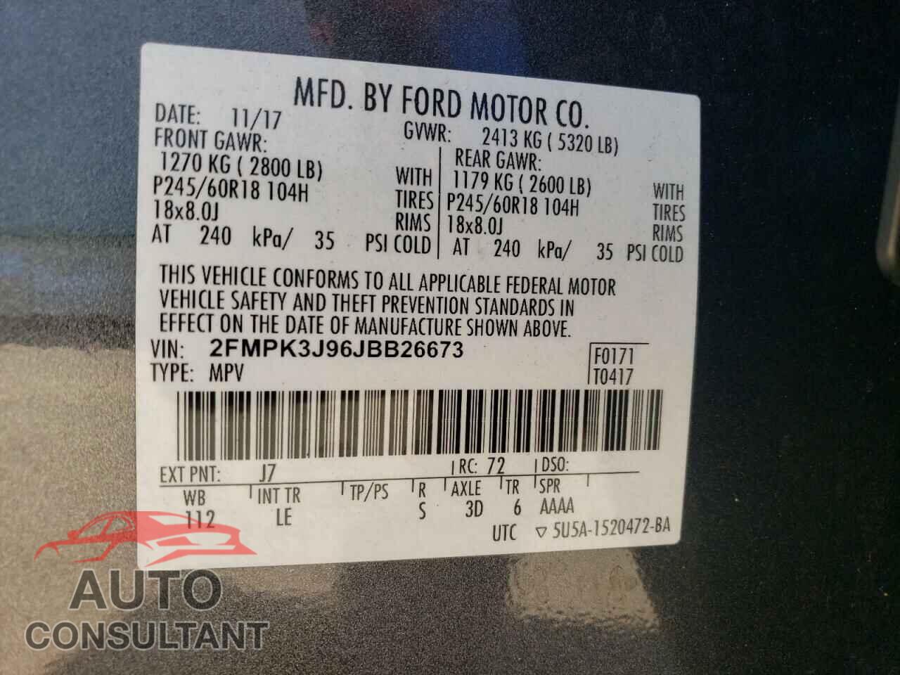 FORD EDGE 2018 - 2FMPK3J96JBB26673