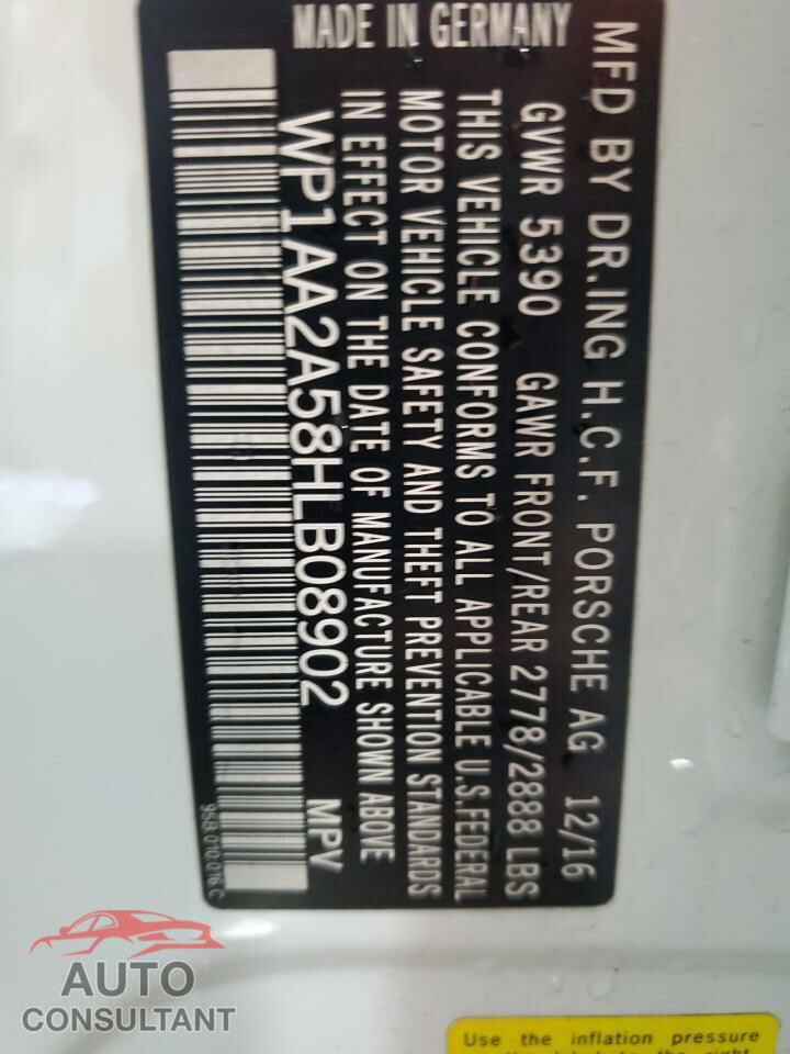 PORSCHE MACAN 2017 - WP1AA2A58HLB08902