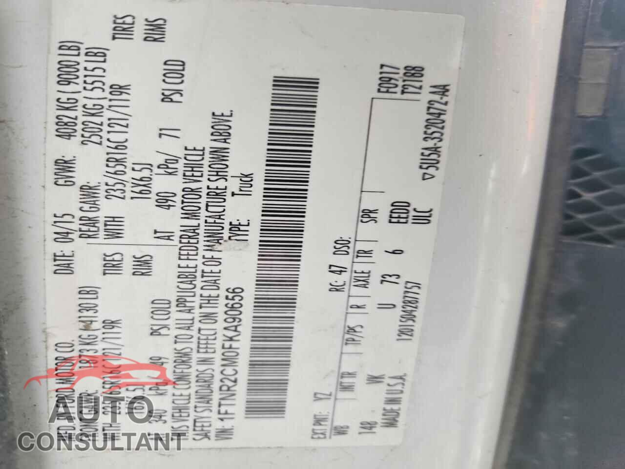 FORD TRANSIT 2015 - 1FTNR2CM0FKA90656