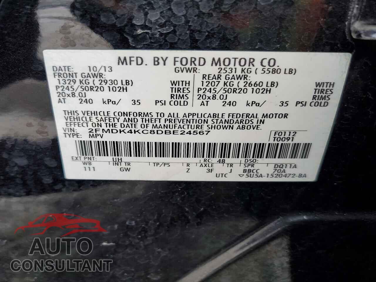 FORD EDGE 2013 - 2FMDK4KC8DBE24567