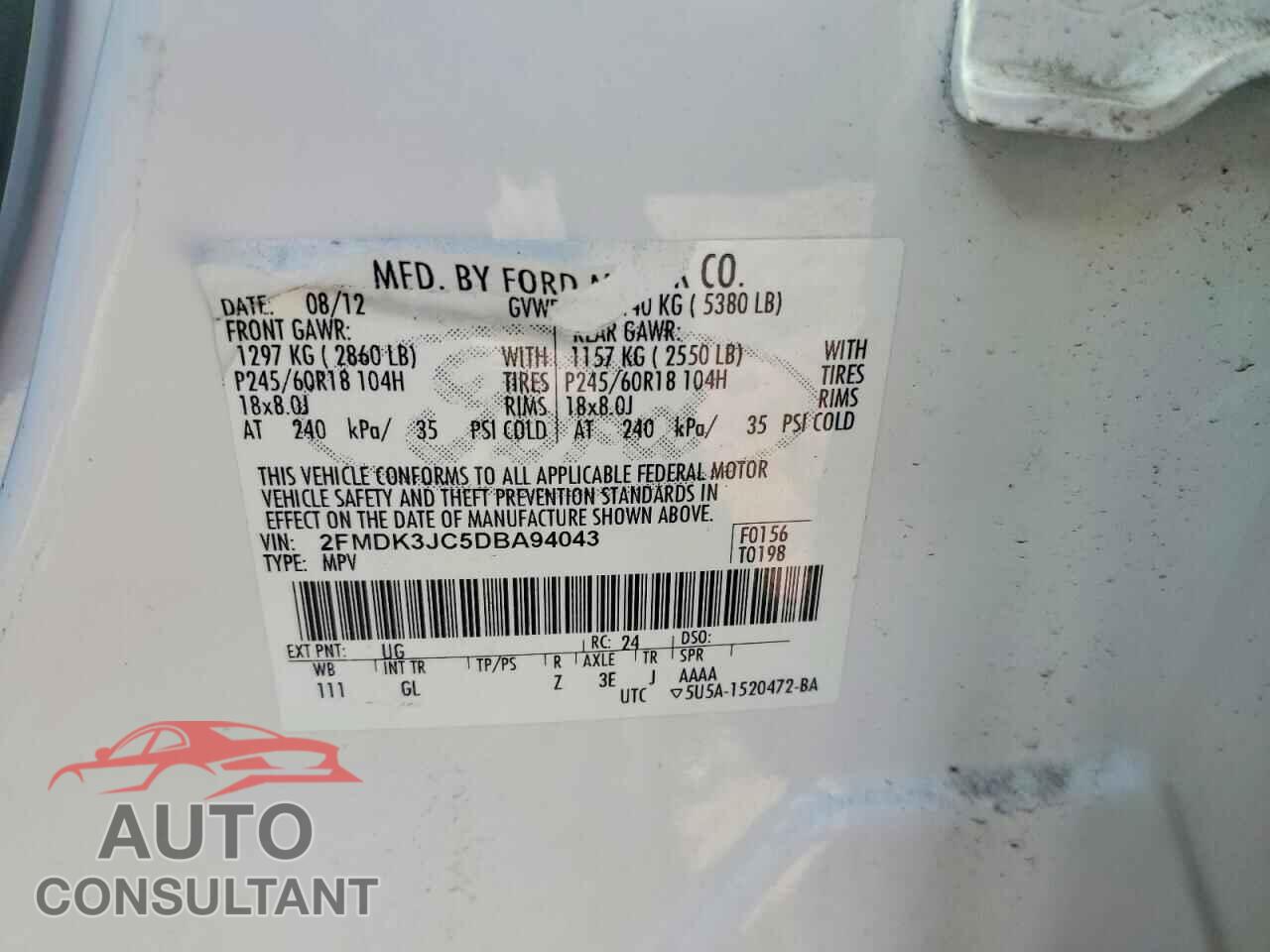 FORD EDGE 2013 - 2FMDK3JC5DBA94043