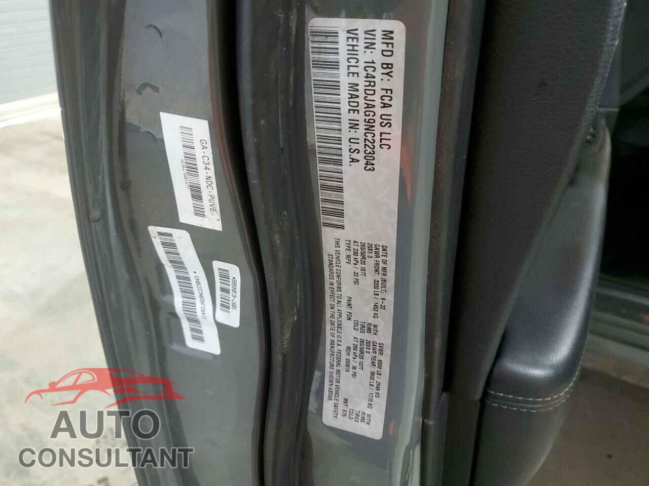 DODGE DURANGO 2022 - 1C4RDJAG9NC223043