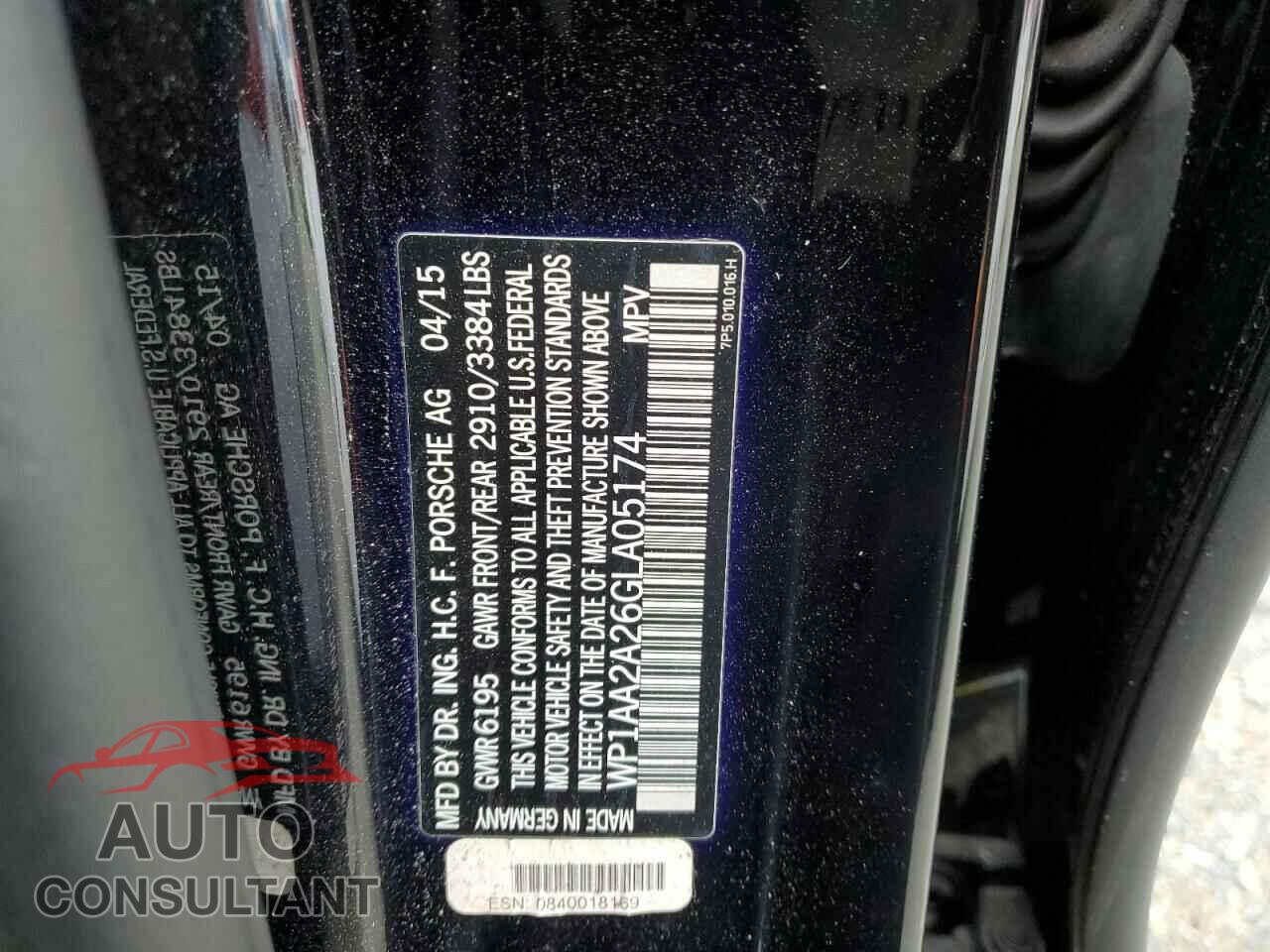 PORSCHE CAYENNE 2016 - WP1AA2A26GLA05174