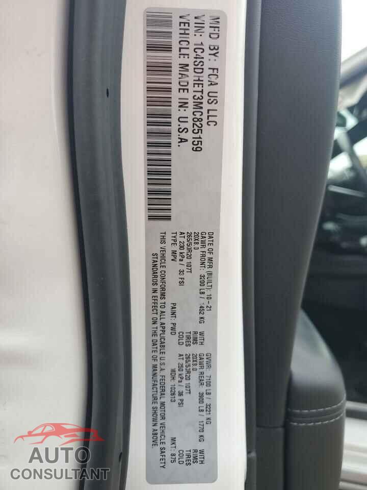 DODGE DURANGO 2021 - 1C4SDHET3MC825159
