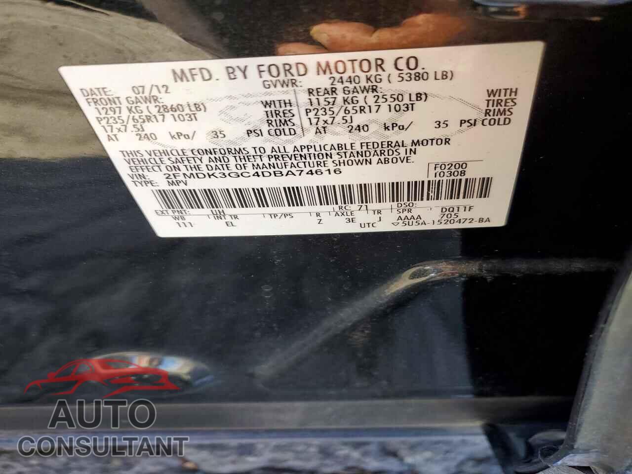 FORD EDGE 2013 - 2FMDK3GC4DBA74616