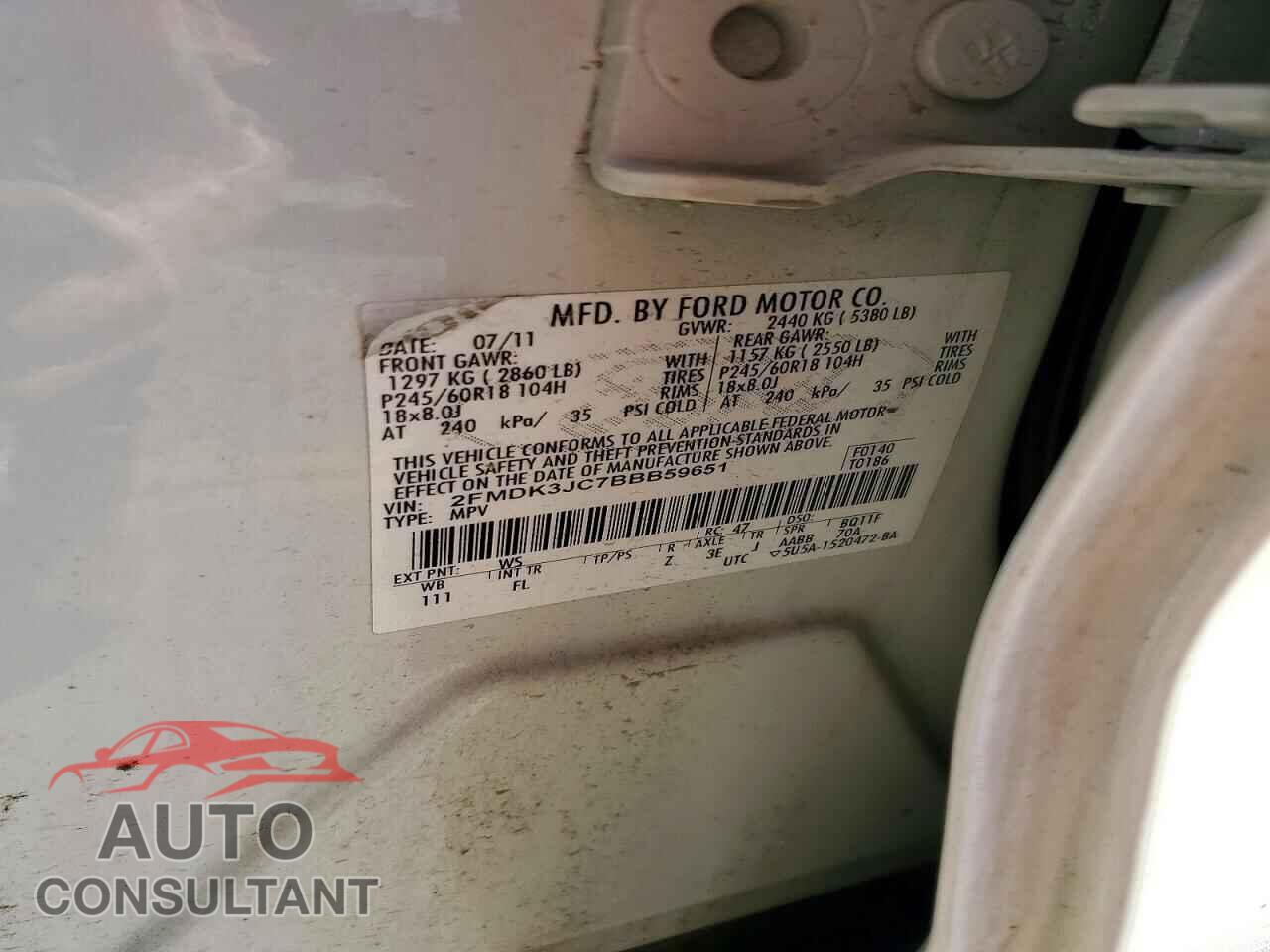 FORD EDGE 2011 - 2FMDK3JC7BBB59651