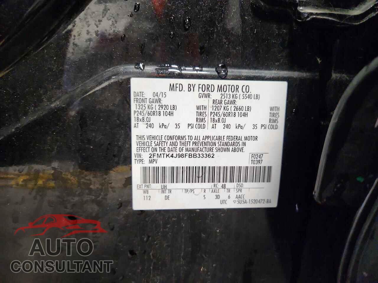 FORD EDGE 2015 - 2FMTK4J98FBB33362