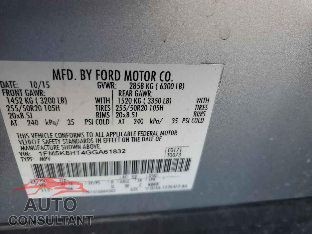 FORD EXPLORER 2016 - 1FM5K8HT4GGA61832