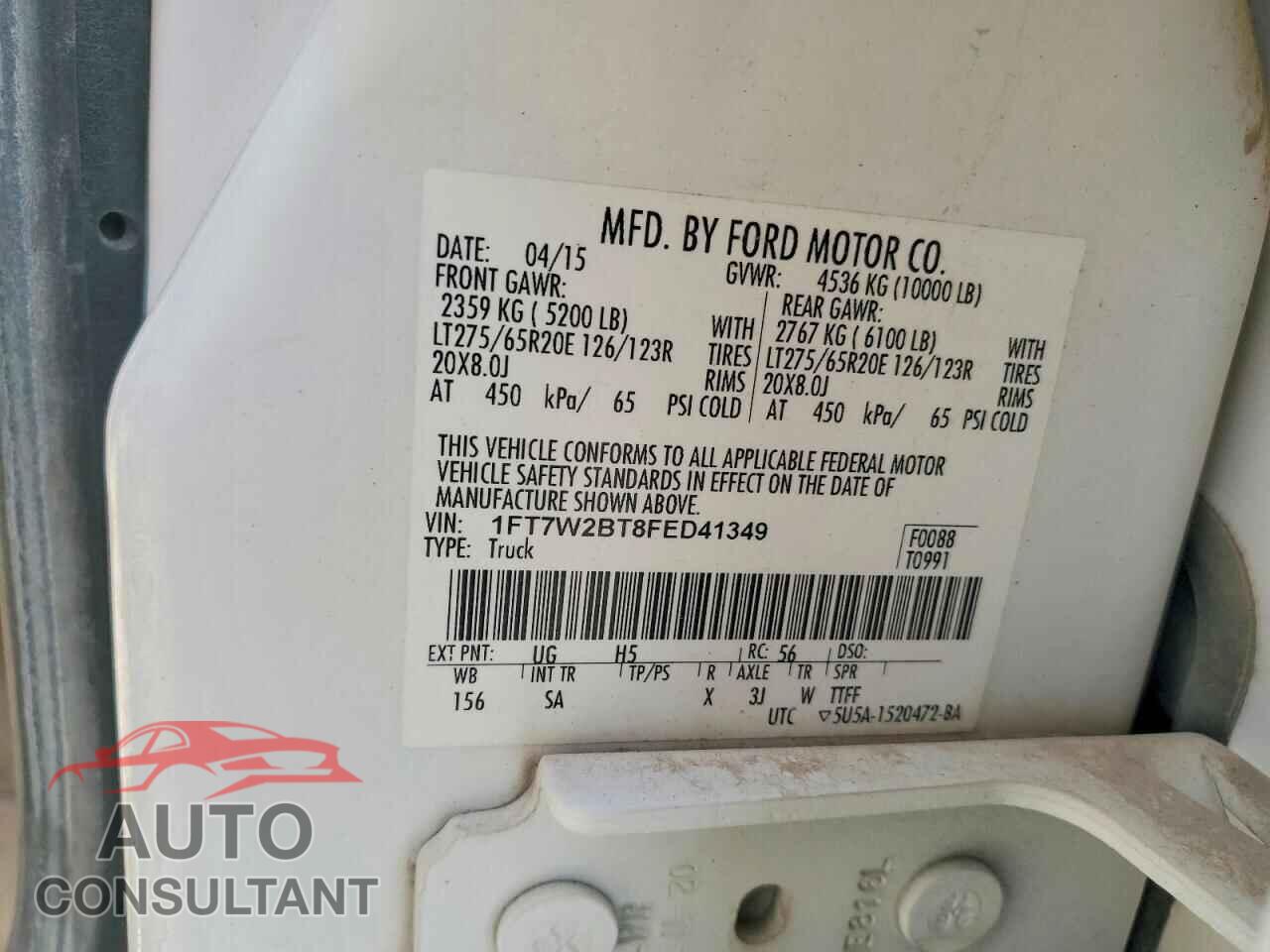 FORD F250 2015 - 1FT7W2BT8FED41349