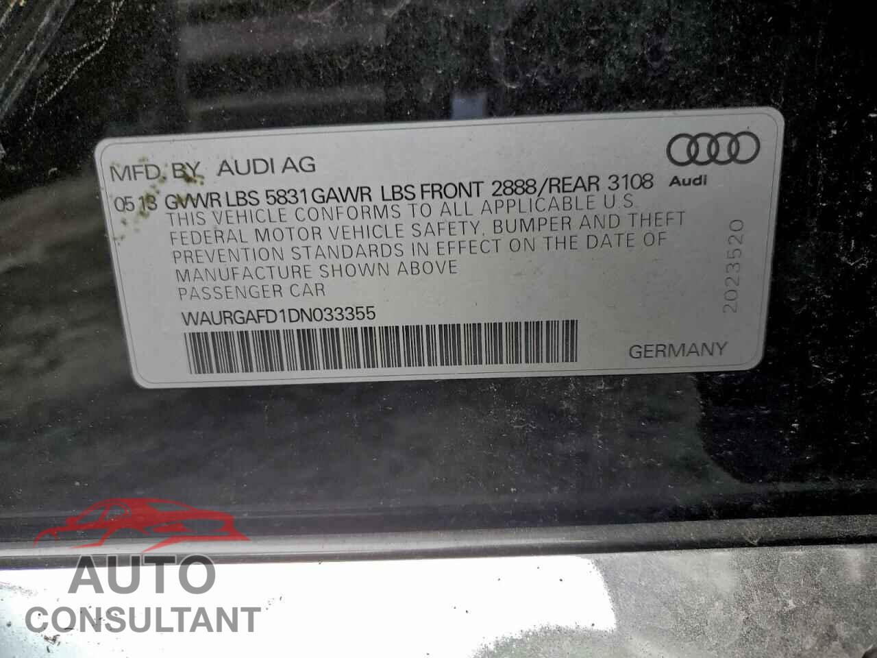 AUDI A8 2013 - WAURGAFD1DN033355