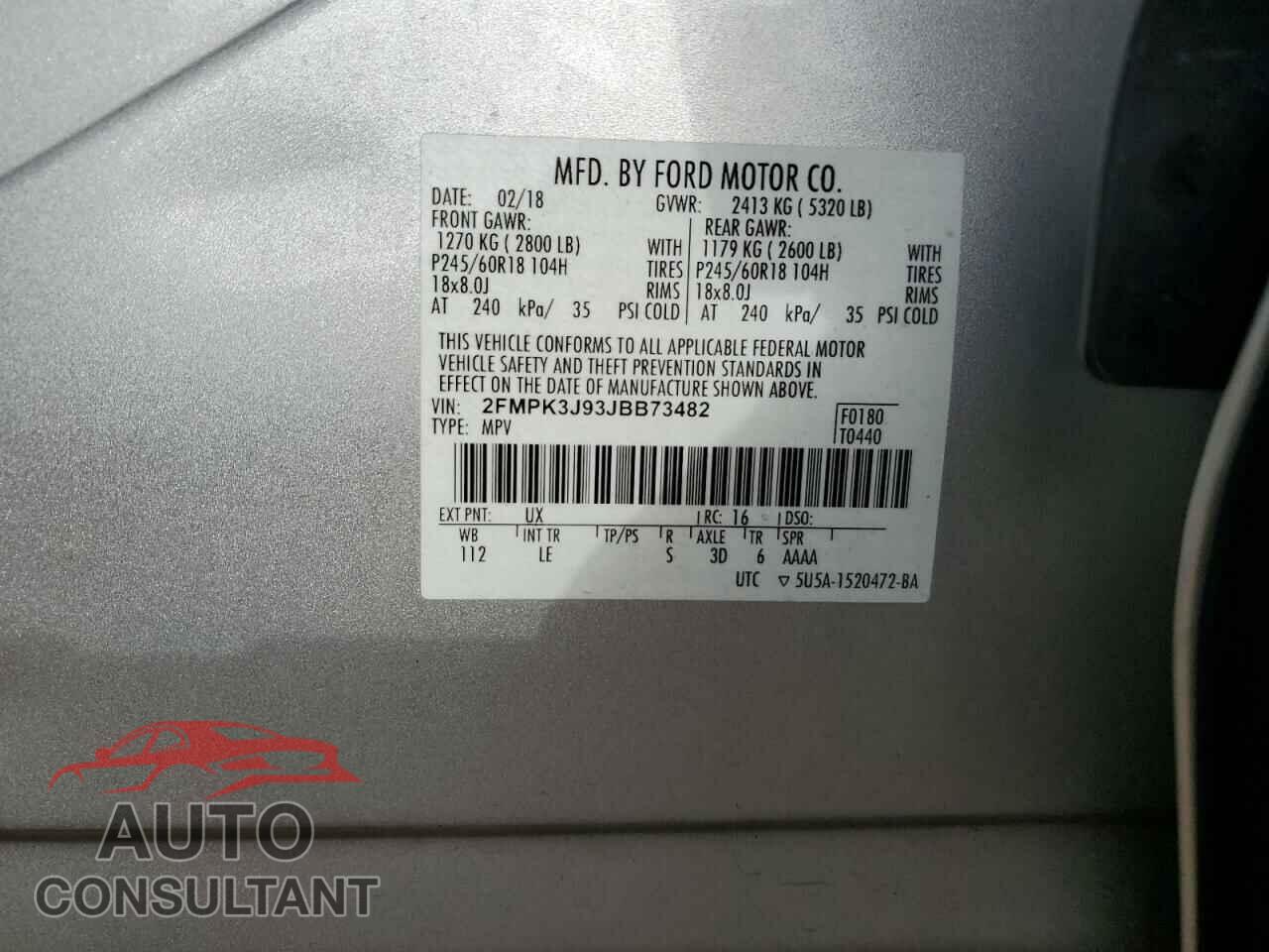 FORD EDGE 2018 - 2FMPK3J93JBB73482
