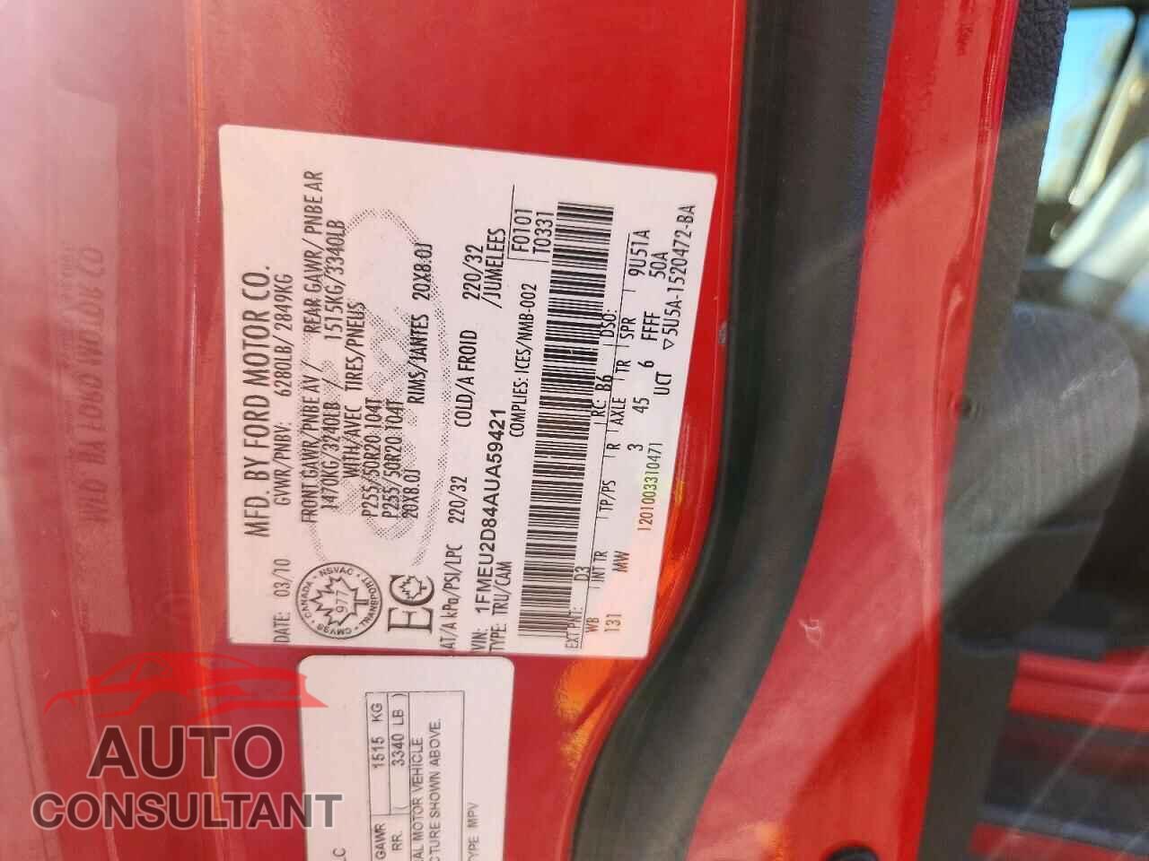 FORD EXPLORER 2010 - 1FMEU2D84AUA59421